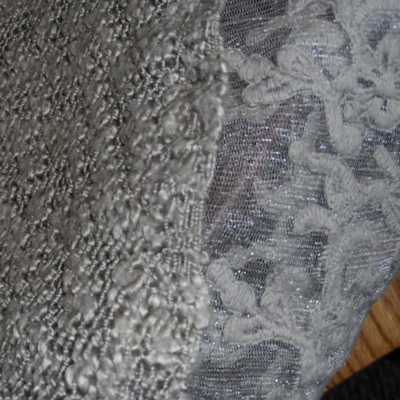 Olivia Sky Sage Green Sweater with Lace Bottom-Size S - Picture 4 of 6